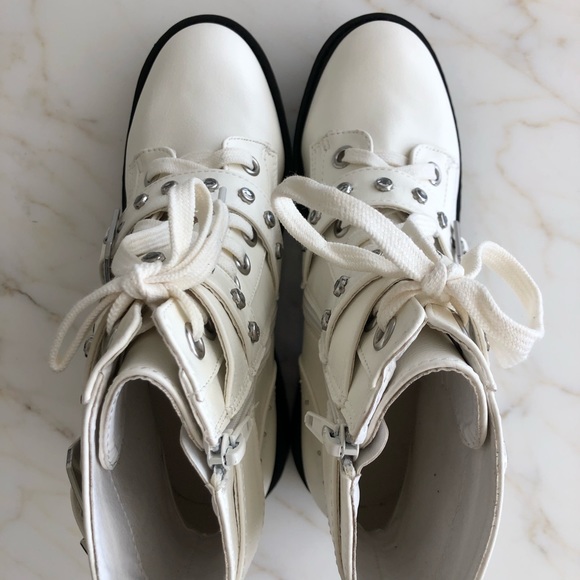 Nicole Miller White Buckle Studded Booties // NEW - Picture 6 of 6